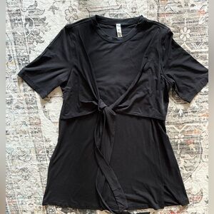 Lululemon Black Cotton Wrap Front T-Shirt Dress size 10